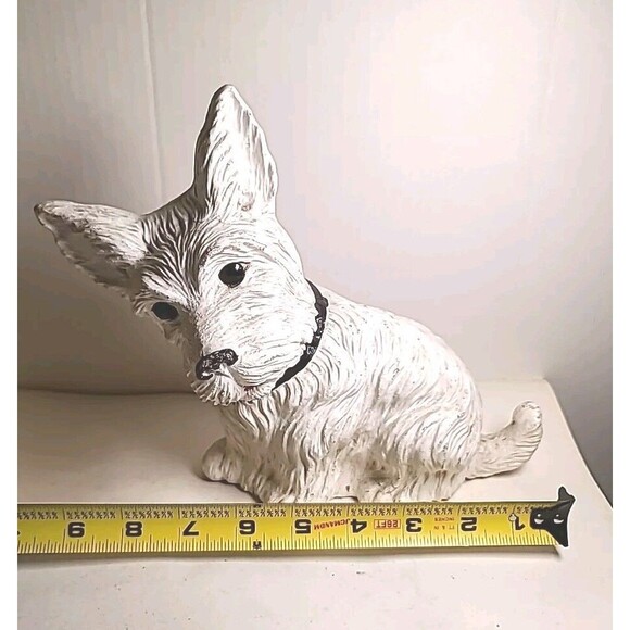 Vintage White Scottie Terrier Dog Ceramic Figurine Statue Home Decor - Picture 2 of 7